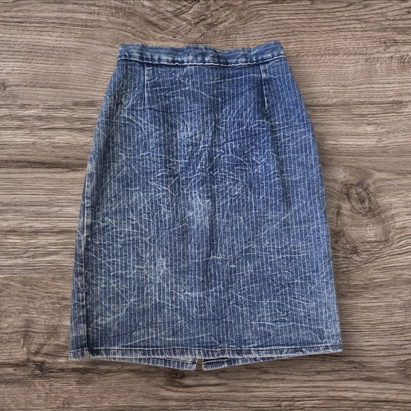 Vintage Dresses & Skirts - Vintage Made in USA Denim Skirt Striped Size‎ S
